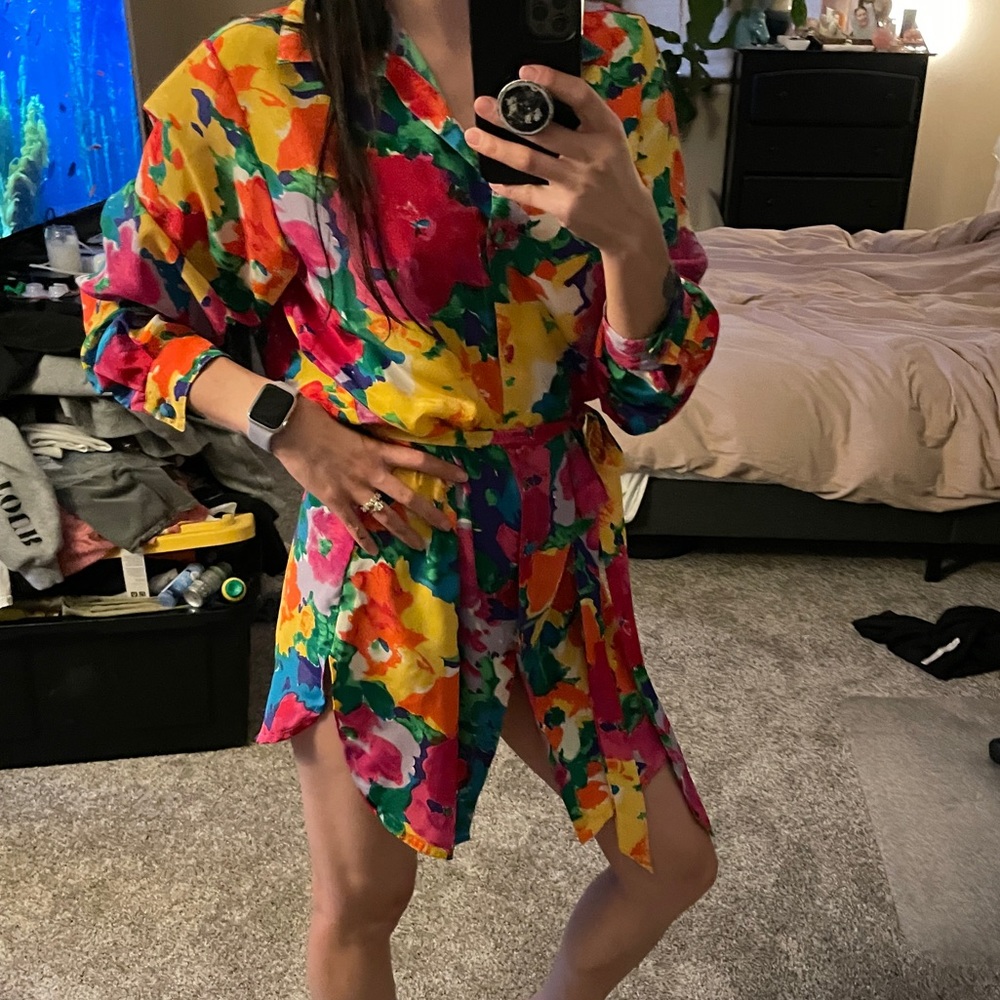 Patchington Multicolor Floral Long Sleeve Shirt Dress